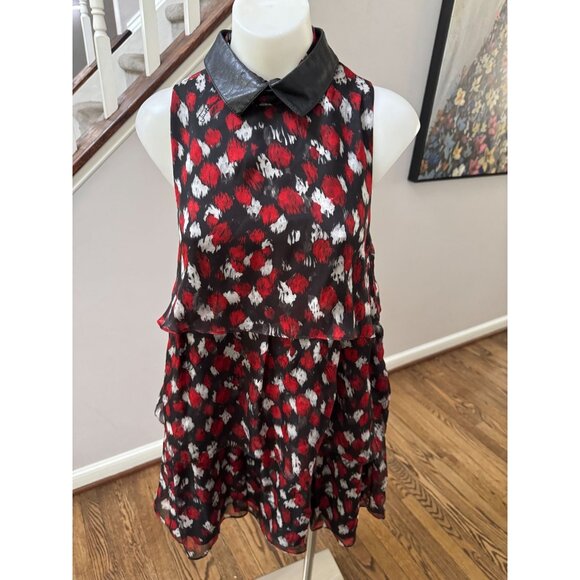 Just Cavalli Silk Mini Dress With Detachable Leather Collar Size 38 - Picture 1 of 4